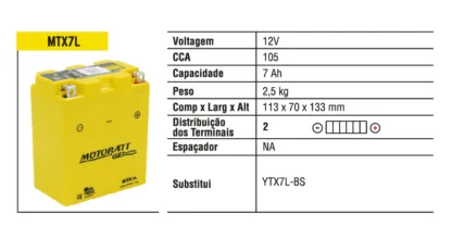 Bateria de motot motobatt 7 ah